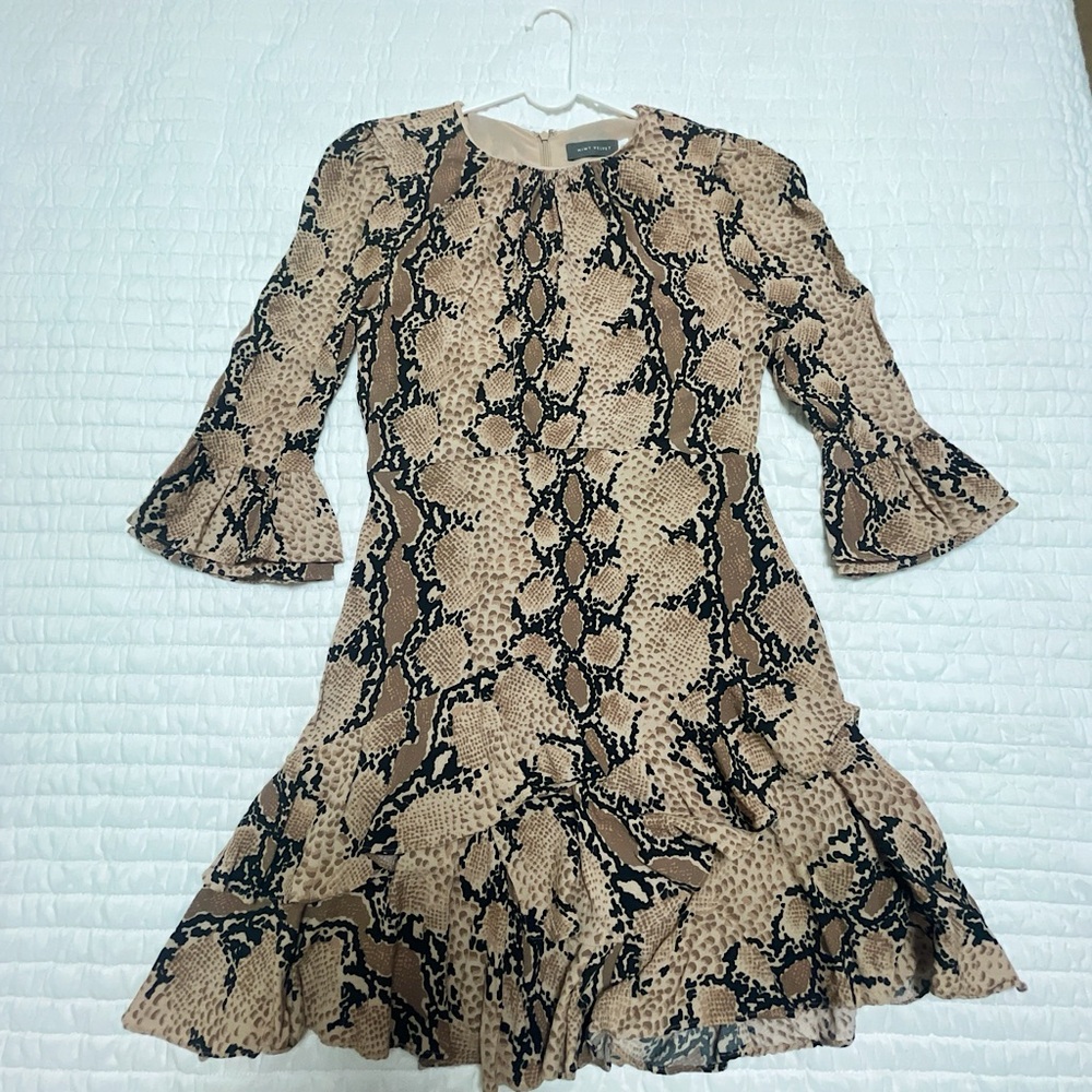 Original Use Snake Print Long Sleeve Dress